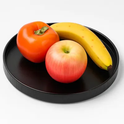 Serviertablett aus Holz, schwarz, 24 cm, für Obst, Küche und Gastronomie