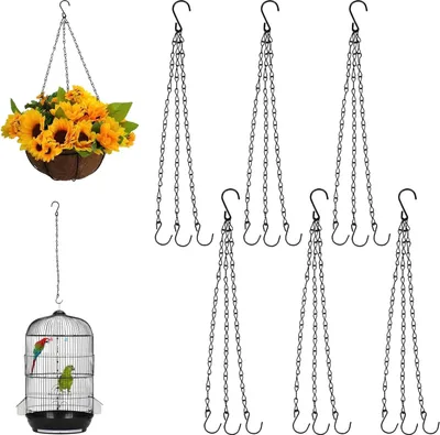 Produktbild von 6 Stück Blumenampel Ketten Mit Haken S 40Cm Kette Für Blumenampel Schwarz Metal, 1.4mm Blumenkorb Kette, Hängende Blumentöpfe Ketten, Kette Schwarz Zum Aufhängen für Blumentopf, Vogelhaus