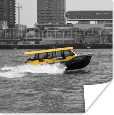 Produktbild von MuchoWow® Poster Schwarz-Weiß-Fotografie eines Bootes in der niederländischen Stadt Rotterdam 100x100 cm - Babyzimmer