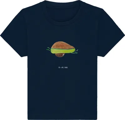 Produktbild von Mr. & Mrs. Panda Babyshirt Avocado Yoga 0. - 6. Monat - French Navy - Geschenk,  T-Shirt, Bauch, Hilfe, Kleinkind, Baby, Organic, Humor, Sport, Kinder, Haha