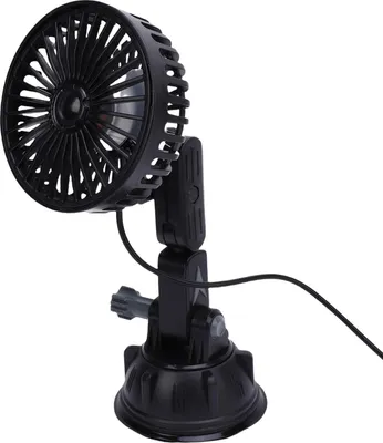 Produktbild von USB-Lüfter mit Saugnapf, leise, 3 Geschwindigkeiten, 360° verstellbar, Kühlung für Auto, LKW, Van, SUV, Wohnmobil, Boot, schwarz, kurz