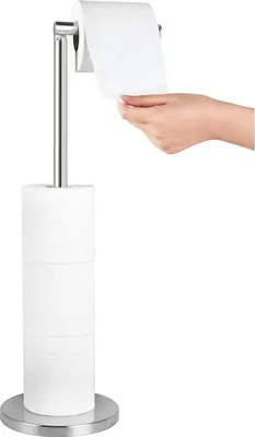 Image de Distributeur de papier toilette autonome - Porte-papier pliable - Salle de bain en acier inoxydable - Pied inoxydable - Distributeur pour 5 rouleaux