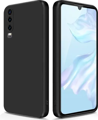 Produktbild von Silikon Hülle für Huawei P30 Flüssigsilikon Dünn Gel Gummi Matt Kratzfeste Schutzhülle Schwarz