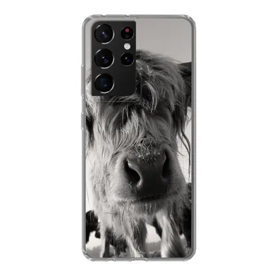Produktbild von MuchoWow® Handyhülle Schutzhülle Hülle für Samsung Galaxy S21 Ultra Schottischer Highlander - Schwarz - Weiß - Tiere Silikon Softcase Handy Hülle - Mobiltelefon