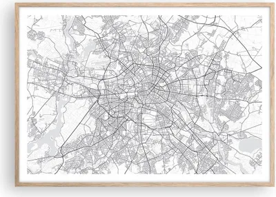 Produktbild von Gerahmtes Poster - Rahmen in heller Eiche - Stadt Karte Berlin - 100x70 cm - Wand Bild - Wanddeko - Wandbilder - Kunstposter - Wandposter - Bilderrahmen - Bilder - Kunstdruck - P2NAA100x70-4681