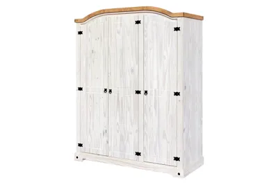 Produktbild von SIT Möbel Kleiderschrank | 3 Türen | Kiefer-Holz massiv | Weiß | B 150 x T 56 x H 188 cm | 19001-14 | Serie SCHRANK