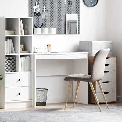 Produktbild von Schreibtisch, weiß, 90 x 40 x 76 cm, Computer-Schreibtisch für Schlafzimmer, Wohnzimmer, Arbeitsplatz, Arbeitszimmer, Computertische