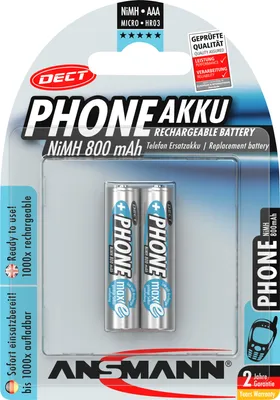 Image de Ansmann 5035332 1x2 maxE NiMH Akku Micro AAA 800 mAh DECT PHONE(T)