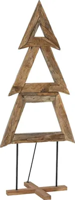 Image de Arbre de Noël vidaXL avec support, marron, 181 cm, bois massif de teck