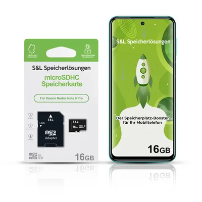 Produktbild von microSD Speicherkarte S&L für Xiaomi Redmi Note 9 Pro - Speicherkapazität: 16 GB