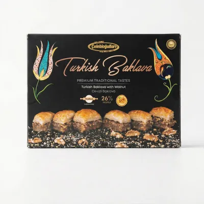 Produktbild von Baklavacı Çelebioğulları Türkische Baklava mit Walnuss 500 g, 26% Walnuss, ohne Glukosesirup