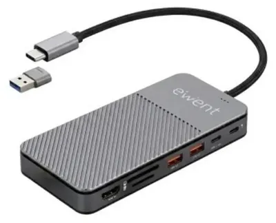 Obrázek produktu pro Ewent EW1156, Kabel, USB 3.2 Gen 1 (3.1 Gen 1) Type-C, 100 W, Hliník, SD, MicroSD (TransFlash), Hliník