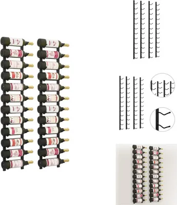 Obrázok produktu pre vidaXL Nástenné stojany na víno na 12 fliaš 2 ks čierne železo - Stojany na víno