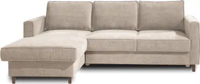 Image de Lisa Design Jake - canapé d'angle gauche - convertible avec coffre - 4 places - en velours côtelé , Beige