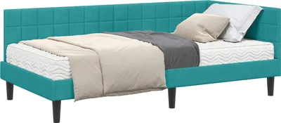 Immagine prodotto di vidaXL Struttura letto ad angolo con materasso turchese 90 x 190 cm in velluto