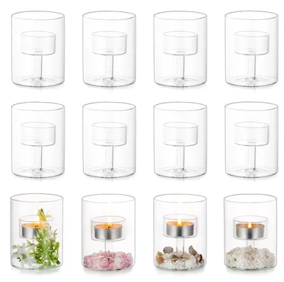 Produktbild von Omgoods – Set mit 12 Glas-Teelichthaltern mit doppelter Wand