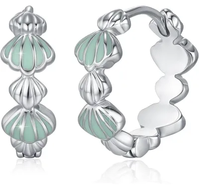 Immagine prodotto di Orecchini in argento sterling 925 con smalto a forma di conchiglia, ipoallergenici, da donna, 1,2 cm