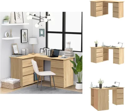 Immagine prodotto di vidaXL Scrivania ad angolo in rovere Sonoma 145x100x76 cm in legno - Scrivanie
