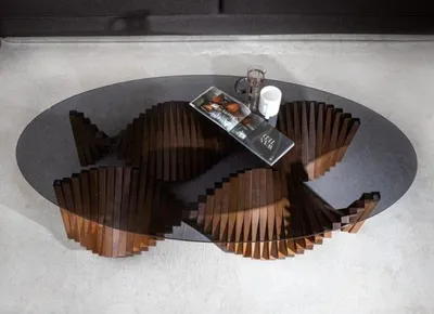 Immagine prodotto di Tavolino ovale da salotto di design colore marrone moderno legno nuovo