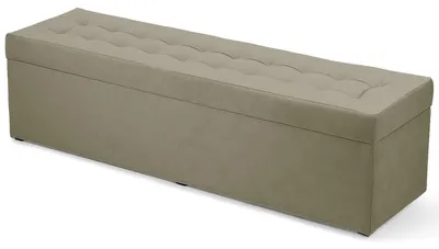 Produktbild von MG Design Polsterhocker Grau 45x160 cm - Stauraum 190L, bis 300 kg, matt & pflegeleicht, für Wohnzimmer & Flur