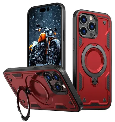 Produktbild von iPhone 14 Pro Hülle - Coverup Armor Back Cover met MagSafe Compatible Kickstand - Rot