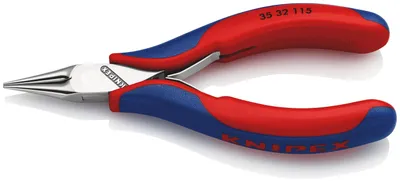 Produktbild von Knipex 35 32 115, Spitzzange, 1 mm, 2,25 cm, Stahl, Blau, Rot, 115 mm