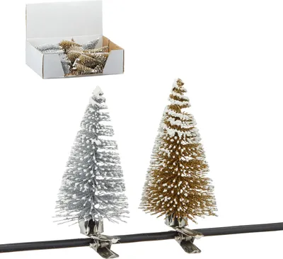 Produktbild von 48 x Weihnachtsbaum Christbaumschmuck mit Clip Gold Silber sortiert