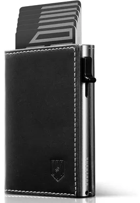 Image de Portefeuille fin pour hommes, avec compartiment à pièces, protection RFID, couleur gris argent