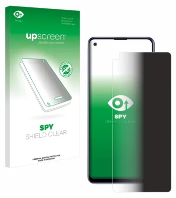 A product package for a screen protector is shown next to a smartphone with the screen protector applied.
