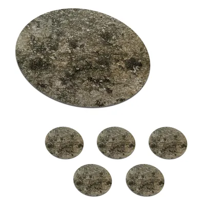 Obrázok produktu pre MuchoWow® Okrúhly sklenený podšálok, sada 6 ks Kamene - hnedé - bridlica 10x10x0.3cm Podložky pod poháre - podložky pod nápoje - ochrana stolovej