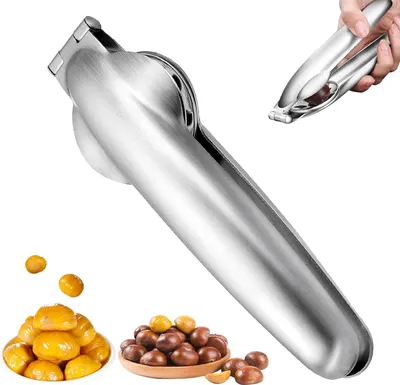 Produktbild von Edelstahl Kastanienzange, 2-in-1 Maronenschneider mit rutschfestem Griff, Küchenhelfer zum schnellen Schälen von Maronen