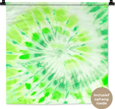 Produktbild von MuchoWow® Wandteppich Wandbehang Krawattenfärbung - Grün - Kunst 60x60 cm Tapisserie Dekoration Wandtuch - Dekorationen - Wand Decke
