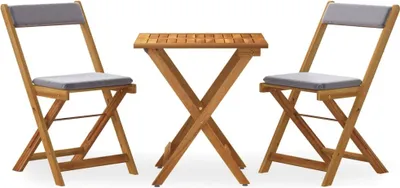 Produktbild von 3-tlg. Bistro-Set Klappbar mit Kissen Massivholz Akazie