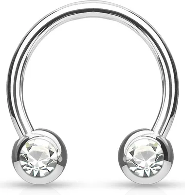 Produktbild von viva-adorno 1,6x12x5mm Hufeisen Piercing Chirurgenstahl 316L Frontkristall Brustpiercing Septumpiercing verschiedene Farben und Größen Z529,Klar