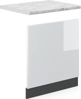 Produktbild von Frontblende Vicco R-Line Weiß Hochglanz 60 cm , AP Marmor, Model 46233