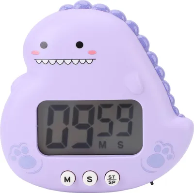 Produktbild von Süßer Dinosaurier Kinder Timer Großer LCD -Display laut Alarm digitaler Küche Magnetisch Countdown für Klassenzimmerstudien Kochpila lila