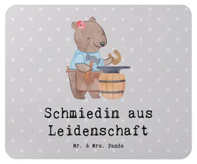 Produktbild von Mr. & Mrs. Panda Mauspad Schmiedin Leidenschaft - Grau Pastell - Geschenk, mousematte, laptop, Mousepad, Mouse Pad