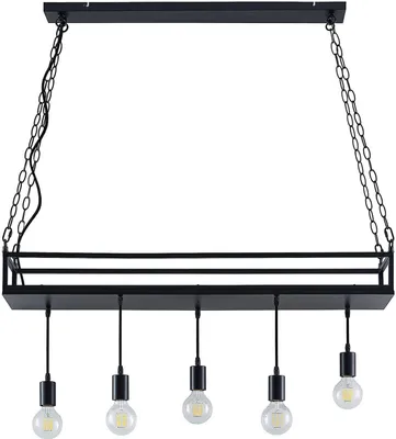Produktbild von Lindby Hängelampe Kirista, 5-flg., schwarz, 100 cm, E27