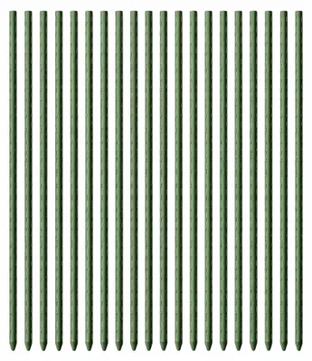 Image de Tiges de support pour plantes, 150 cm de long, 20 pièces, diamètre 11 mm, en métal et en plastique, de couleur verte, pour tomates