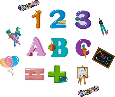 Produktbild von Oblique Unique ABC 123 Konfetti Set 15 Stk mit Luftballons Tafel uvm. Schuleinführung Einschulung Streu Deko bunt