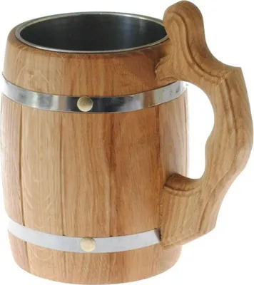 Produktbild von Bierkrug mit Edelstahleinsatz 500ml Holzkrug Bierhumpen Holzbecher Bierseidel Krug