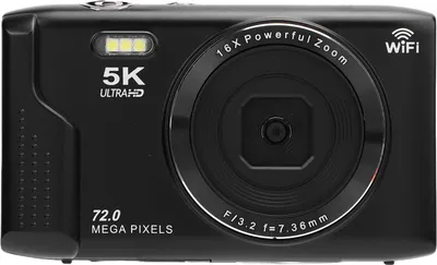 Zdjęcie produktu dla Aparat cyfrowy Yctze 5K 72 MP 16-krotny zoom WiFi 2,8-calowy ekran Ultra HD z wbudowaną lampą błyskową AF tryb makro z autofokusem do nagrywania wideo i fotografowania w podróży (64 GB)