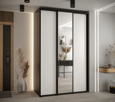 Obrázok produktu pre Šatníková skriňa ASIRI 3 - 160/60 cm, čierna / biela / čierna