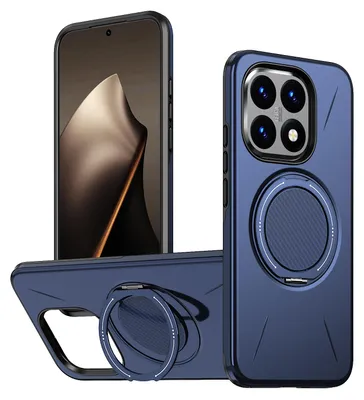Produktbild von Magnetisch Hülle für Xiaomi 15T, Stoßfeste Weich TPU und Hard PC Schutzhülle mit Ringhalter Ständer Blau