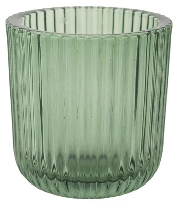 Teelichthalter aus Glas, gerippt, grün, 9x9x9 cm, 6 St.