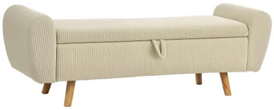 Obrázek produktu pro Úložná lavice se skrytou přihrádkou, béžový manšestr, 150 cm