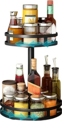 Produktbild von Famanu Kräuterregal drehbar - 2 Ebenen, rotierender Organizer für Gewürze
