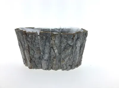 Produktbild von Blumenschale Holz Pflanzkorb Rinde Borke Pflanzgefäß Ø23x14 H12cm natur gekälkt Schale