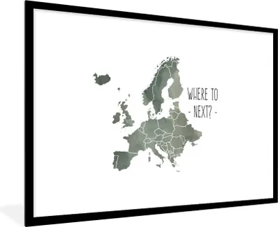 Produktbild von MuchoWow® MuchoWow® Gerahmtes Poster Europa - Karte - Zitate 90x60 cm - Poster mit zchwarzem Bilderrahmen - Wanddekoration - Fotos
