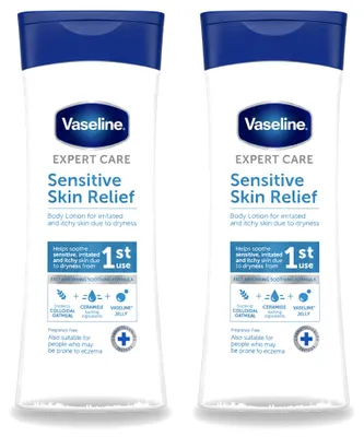 Imagen del producto de 2 unidades de Loción corporal Vaseline Expert Care para pieles sensibles, alivio, 400 ml. Paquete económico